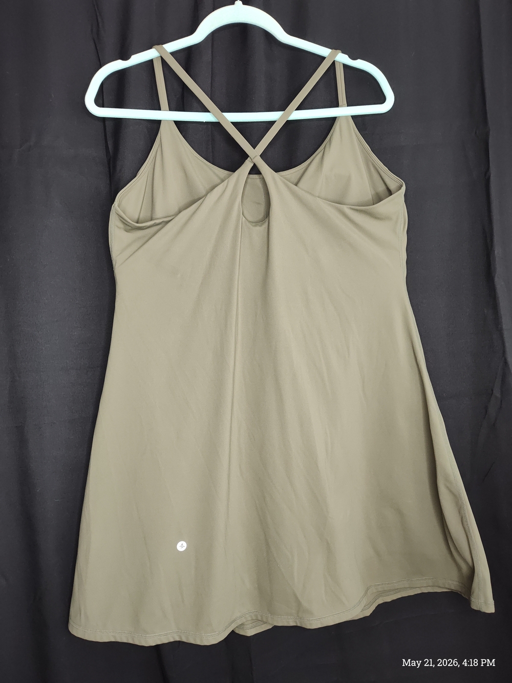 HALARA XL Built-in Bra N Shorts W/ Pickets Olive Cross Mini Tennis Dress - Picture 5 of 15